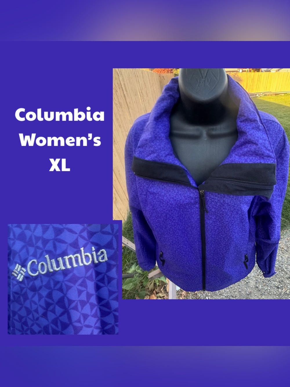 Columbia Women’s XL Purple print jacket EUC